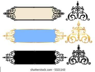 Vector panels-design variations with scrolls