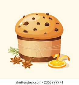 Vector panettone illustration with decoration