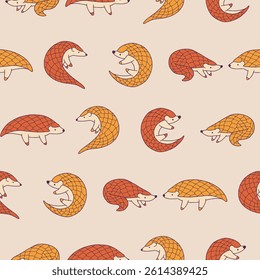 Vector Pangolin Pattern Illustration Seamless for Wallpaper Background Cover Packaging