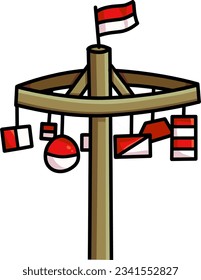 Vector of Panjat Pinang, an Indonesian traditional game that held every independence day of Indonesia 