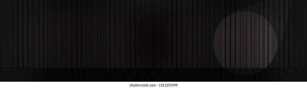 Vector Panorama black curtain with stage background and Stage light,modern style.