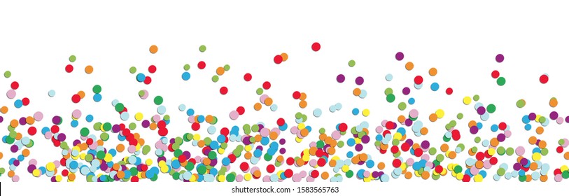 vector panorama illustration of different colored confetti with free white space for text for carnival, sylvester or party time on white background