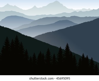 vector panorama of mountains