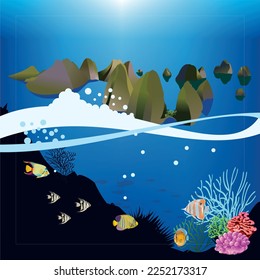 Vector panorama of the Raja Ampat archipelago 