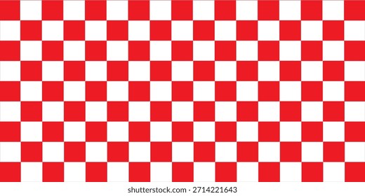 vetor do panorama do fundo do tabuleiro de xadrez vermelho e branco. padrão para moda, borda, pano, bandeira, papel de embrulho, capa, toalha de mesa, cena. flag. eps 10