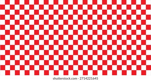 Vector de panorama de fondo de tablero de ajedrez rojo y blanco. patrón para la moda, borde, paño, bandera, papel de embalaje, piel de la cubierta, mantel, escena. bandera. Vector