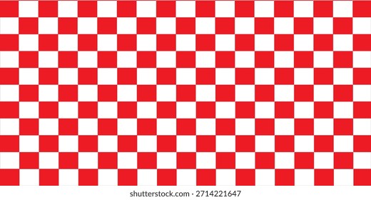 vetor do panorama do fundo do tabuleiro de xadrez vermelho e branco. padrão para moda, borda, pano, bandeira, papel de embrulho, capa, toalha de mesa, cena. flag. eps 10