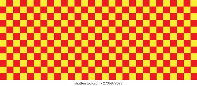 Vector del panorama del fondo rojo y amarillo del tablero de ajedrez. patrón para la moda, borde, paño, bandera, papel de regalo, piel de la cubierta, paño de tabla, escena.