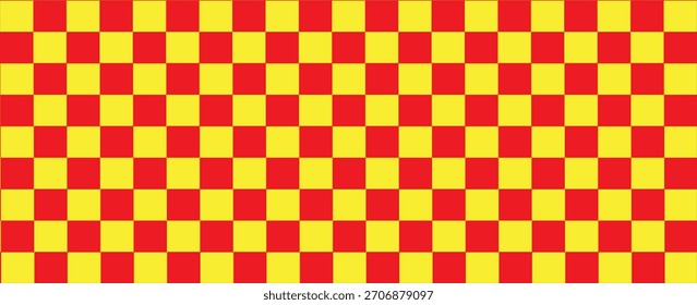 vetor de panorama de fundo de xadrez vermelho e amarelo. padrão para moda, borda, pano, bandeira, papel de embrulho, capa, toalha de mesa, cena. bandeira.