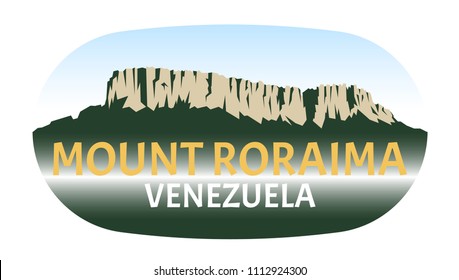 Vector panorama with Roraima tepui in Jungle Rainforest - Venezuela, South America