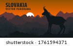 vector panorama of Slovakia with chamois