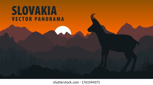 vector panorama of Slovakia with chamois