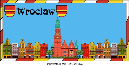 Vector panorama urban Wroclaw city