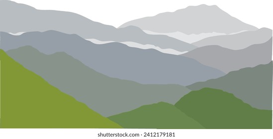 Vista panorámica vectorial del paisaje montañoso