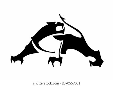  vector panters isolated on white. black panters big hunter cats