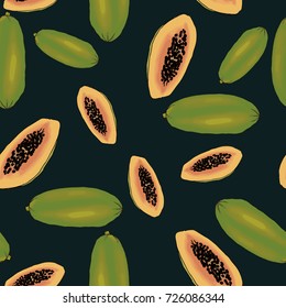 Vector papaya background seamless for graphic designs.
