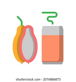 Vector papaya juice flat icon, food and drink related 64x64 Pixel, whitebackground