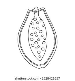 Silhueta e contorno de mamoeiro vetorial. Concepção minimalista do contorno de frutas tropicais