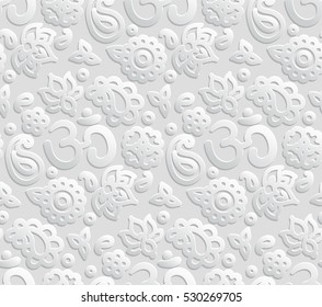 Vector paper 3D OM seamless pattern - volume shadows cut out calm effect as endless tile ornament for yoga, zen and meditation topic