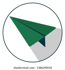 Vector paper airplane, flat design, icon for infographic, website or app.