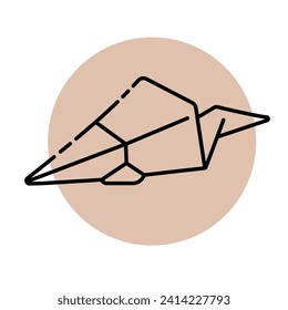 Vector paper airplane icon on the background of a beige circle