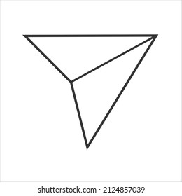 Vector paper airplane icon, send, share on white background.