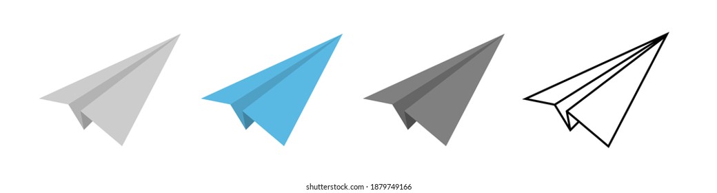 Vector paper airplane icons set. Origami paper airplane. Vector illustration isolated on white background