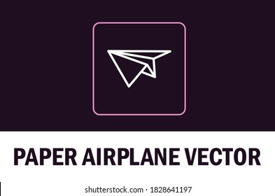 Vector of paper airplane isolated on dark background. For designer.