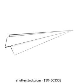vector paper airplane on a white background. linear design. hatching. graphic image. pencil drawing.  Origami