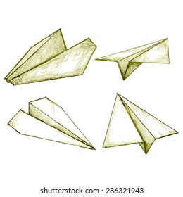 Vector paper airplane. Origami airplane