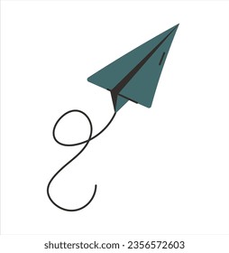 Vector paper airplane. Travel, route symbol. Vector illustration.
