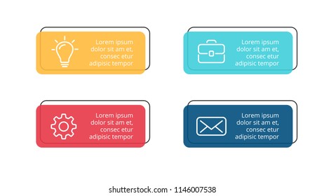 Vector paper arrows infographic, banners diagram, labels graph, stickers presentation chart. Business concept with 4 options, parts, steps, processes. Slide template.