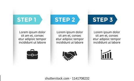 Vector paper arrows infographic, cycle diagram, labels graph, stickers presentation chart. Business concept with 3 options, parts, steps, processes. Slide template.