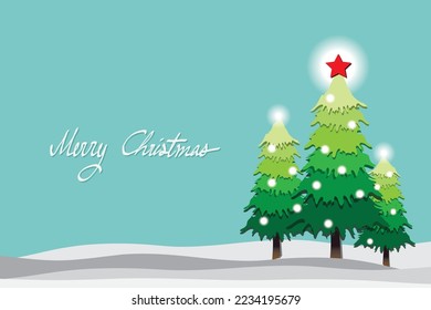 papel vectorial árboles de navidad en el fondo invernal.tarjeta navideña