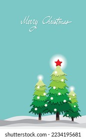 papel vectorial árboles de navidad en el fondo invernal.tarjeta navideña