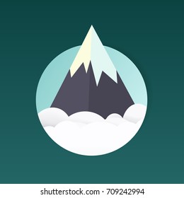 Vector paper art and craft style. Illustration of nature landscape, cloud and mountain.