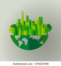 Vector paper art and digital craft style of world wildlife and eco friendly city, world environment and earth day concept. eps 10 vector. 