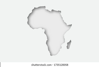 Mapa de arte de papel vector de África. color blanco de estilo abstracto.