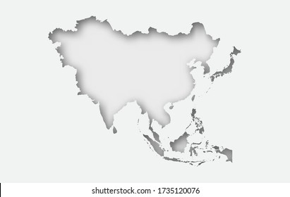 Mapa artístico de papel vectorial de Asia. color blanco de estilo abstracto.