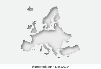 Vector paper art map of Europe. abstract style white color.