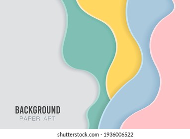 Olas abstractas del fondo de la caricatura con estilo de arte de papel vectorial. Gradientes de moda. Se puede usar para publicidad, marketing, presentación.