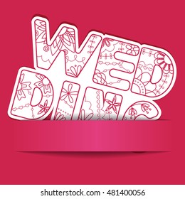 Vector paper background with lettering wedding