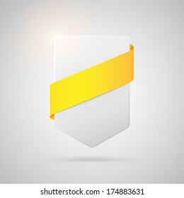 Vector paper badge with yellow silk ribbon