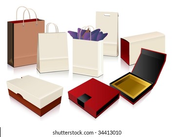 Vector Paper Bag and Boxes