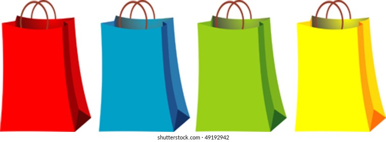 vector, a paper bag in four color options