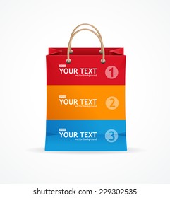 Vector paper bag like option banner Shopping concept, Chart infographics.