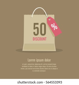 Vector paper bag. Sale concept.