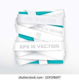Vector paper band origami illustration with a wrapped turquoise rectangle shape