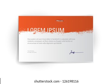 Vector paper banner / background with grungy paint - orange