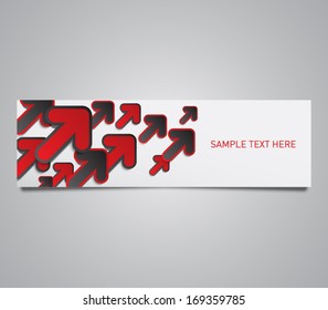 Vector paper banner with a set of arrows pattern background. Clean and moden style design for business